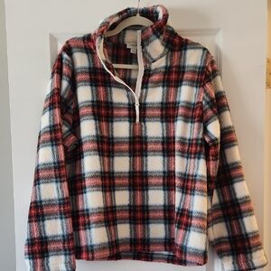 Jcrew Plaid Fleece Quarter-Zip Pullover